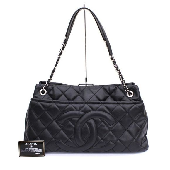 Chanel Caviar Chain Shoulder Matelasse Black Here Mark - Picture 1 of 7